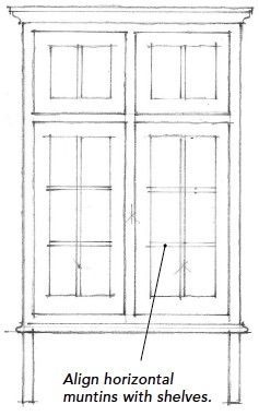 cabinet dresser with horizontal muntins